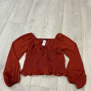 Express Metallic Dot V-Neck Smocked Top size M